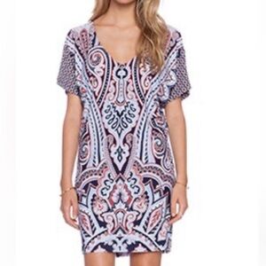 Tigerlily Paisley Shift Dress in Navy, White & Pink
